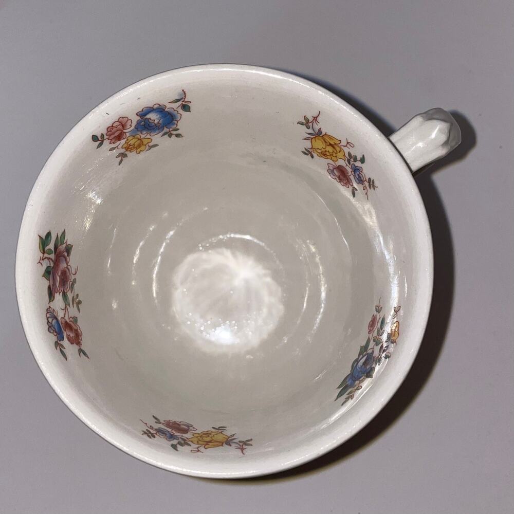 Burleigh Ironstone Teacups with Floral Inside Patterned Outside Set of 6 Vintage